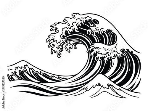 Sae wave silhouette isolated on a white background. Nature ocean graphic symbol vector illustration