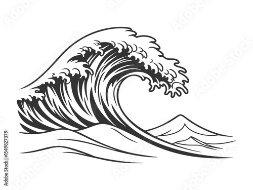 Sae wave silhouette isolated on a white background. Nature ocean graphic symbol vector illustration