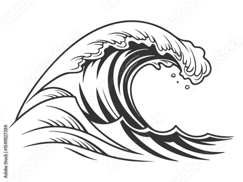 Sae wave silhouette isolated on a white background. Nature ocean graphic symbol vector illustration