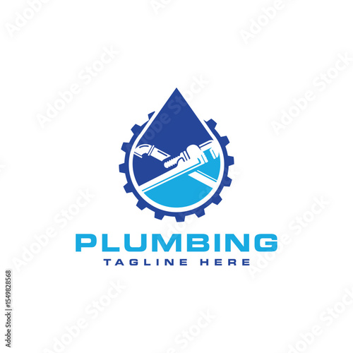 plumbing service logo design modern minimal water drop plumbing tools
