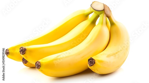 Bunch of bananas ripe and yellow isolated on clean white background
