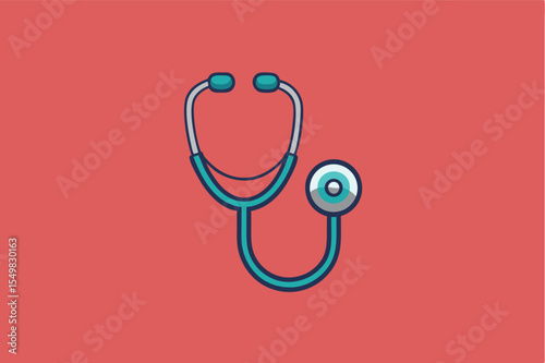 Stethoscope illustrating medical care and health awareness in a simplified design on a vibrant background