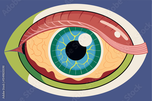 Detailed representation of a human eye showcasing intricate features and vibrant colors against a contrasting background