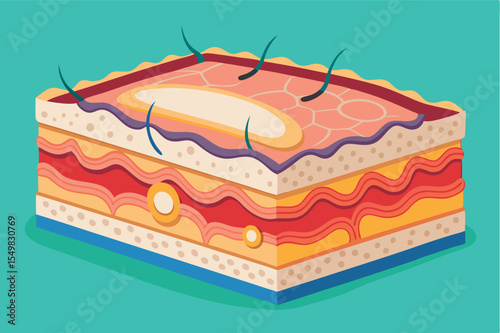 Detailed illustration of human skin layers highlighting structure and function in a clear, informative manner
