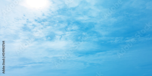 Abstract watercolor blue background. watercolor painting, blue sky overcast above the clouds in horizontal view, beautiful cloudscape for white natural canvas image 