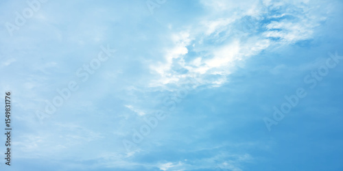 Abstract watercolor blue background. watercolor painting, blue sky overcast above the clouds in horizontal view, beautiful cloudscape for white natural canvas image 