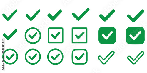 Checkmark icon. Verified checkmark icon set. Vector illustration