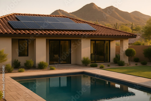 Energy Efficient Arizona Home With Solar Roof And Swimming Pool In Scenic Desert Setting