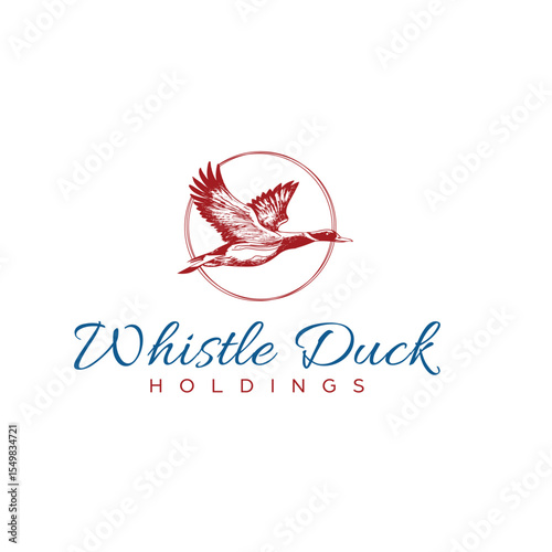 vintage whistling duck and north star logo design