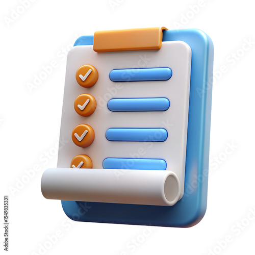 3D Paper To Do List with Check Marks