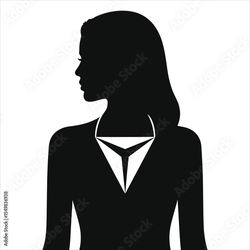 Minimal geometric necklace ( triangle)Profile Silhouette of a Woman in Formalwear with a geometric necklace