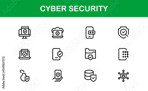 Cybersecurity Modern Line Icon Set. Protect digital assets with our premium collection: network security, data protection, privacy, and online safety essentials.