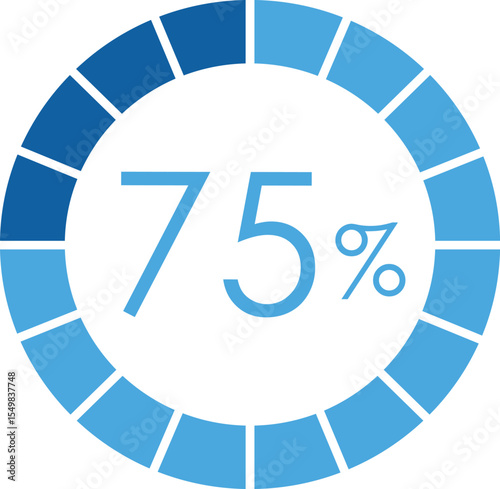 75 percent loading blue circle 