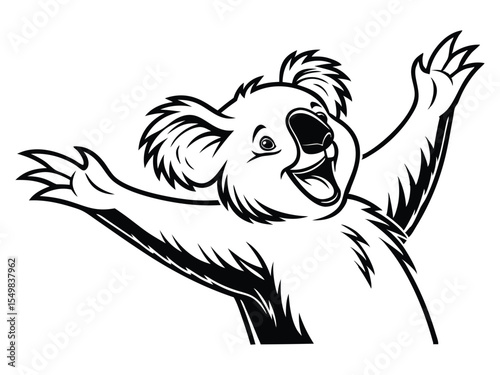 Koala in a welcoming gesture. Adorable koala bear cartoon sticker