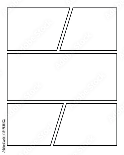 Manga Storyboard Template – Versatile Comic Strip Layout with Rounded Corners