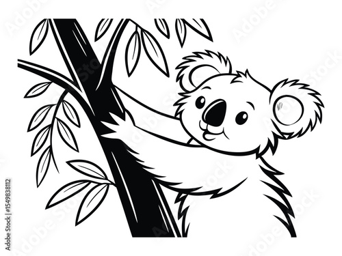 Koala in a welcoming gesture. Adorable koala bear cartoon sticker