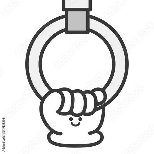 丸い吊り革をもつ手のイラスト