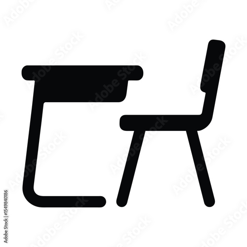  School Desk and Chair Silhouette Icon