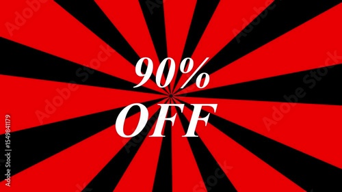 90% Off Sale Announcement with Bold Red and Black Burst Limited Offer Bold 90% Off Visual Animation on the black background.
