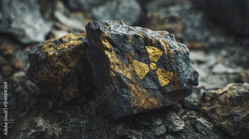 Uranium shown on a white background, a radioactive mineral used in making nuclear weapons. 