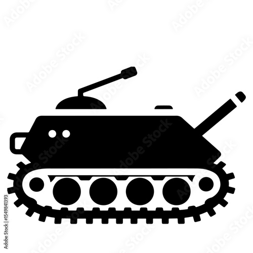 Black and White Tank Illustration, Military Vehicle Vector Icon
