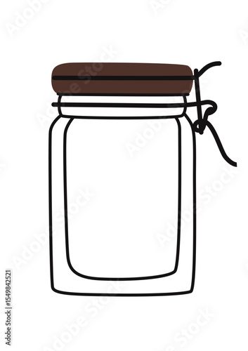 Cartoon empty jar for food storage. Vector flat illustration.