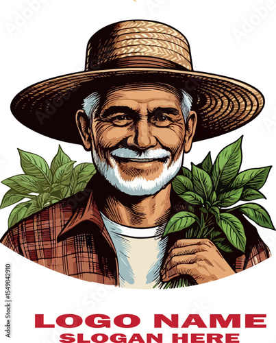 Latin american farmer vector white background .