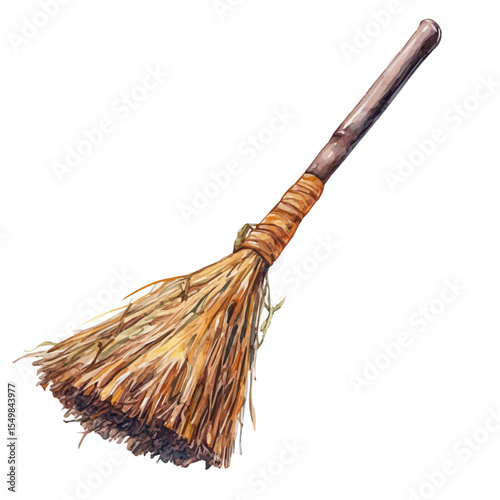 watercolor of Broom, vector, isolated on a white background.