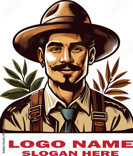 Latin american farmer vector white background .