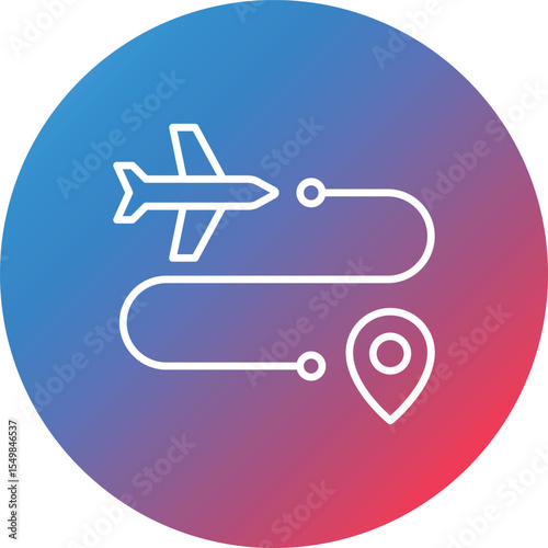 Route Line Gradient Circle Background Icon