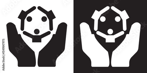 Social welfare black and white icon. vector illustration. EPS 10/AI