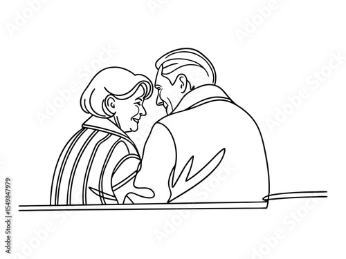 Grandparents one line art vector illustration. Minimalist continuous lines for Grandparents's Day