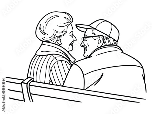 Grandparents one line art vector illustration. Minimalist continuous lines for Grandparents's Day