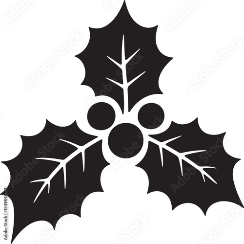 Holly berry icon, Black holly berry icon silhouette