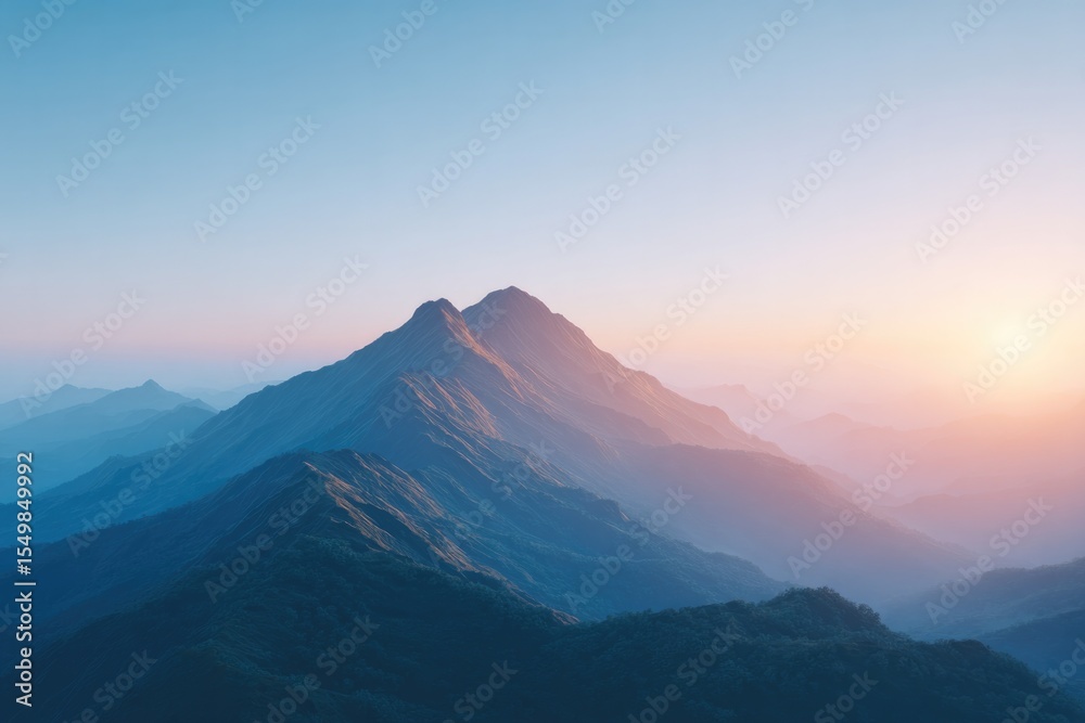 Obraz premium pristine sunrise bathes mountain range in golden hues under clear sky