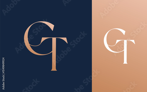 Initial letter GT TG logo design vector illustration for couple, wedding, and business