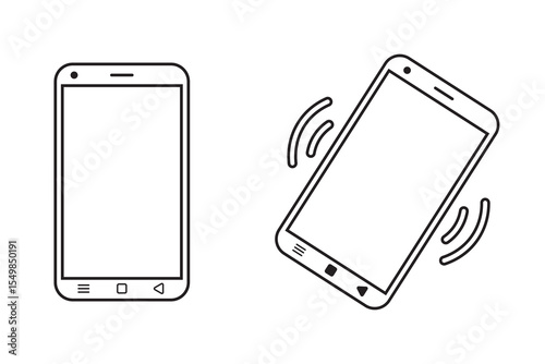Smartphone and mobile phone icon set isolated on white background. Ringing or vibrating  smartphone icon button set. Contact us icon. Phone sign. Vector illustration.