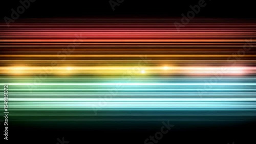 Vibrant horizontal light streaks: dynamic gradient motion in colorful spectrum