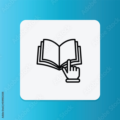 Icon of an open book with a pointing hand, indicating the user should read the instructions carefully before using the product.