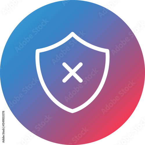 Shield Fail Line Gradient Circle Background Icon