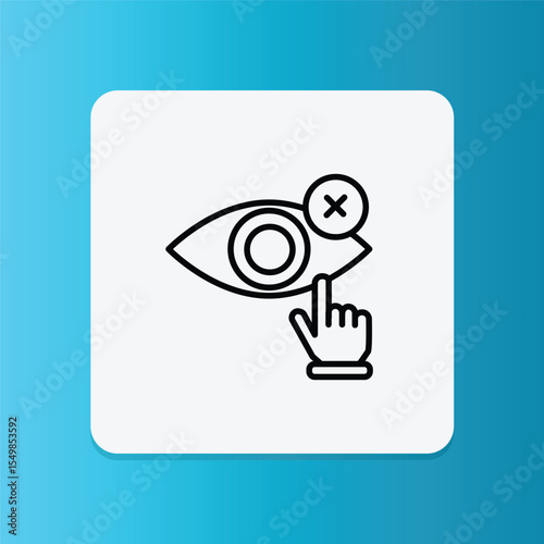 Icon of an eye with an X and a pointing finger, warning not to let the product come into contact with eyes to prevent irritation or injury.