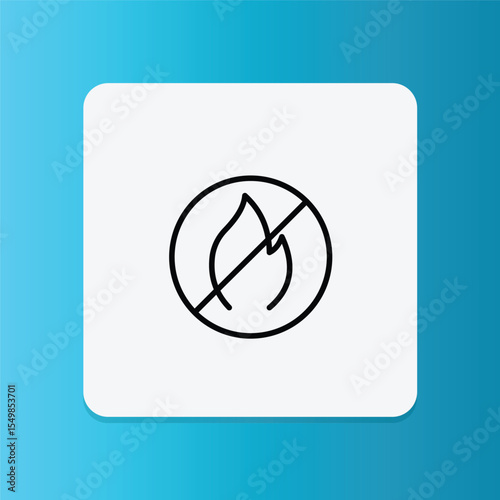 Icon of a crossed-out flame, indicating the product is non-flammable or should be kept away from heat sources for safety.