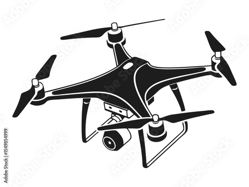 Drone silhouette vector, drone camera icon silhouette vector illustration