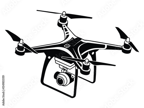 Drone silhouette vector, drone camera icon silhouette vector illustration