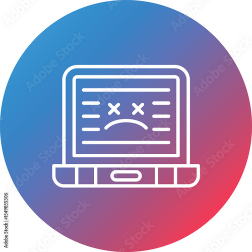 Blue Screen Line Gradient Circle Background Icon