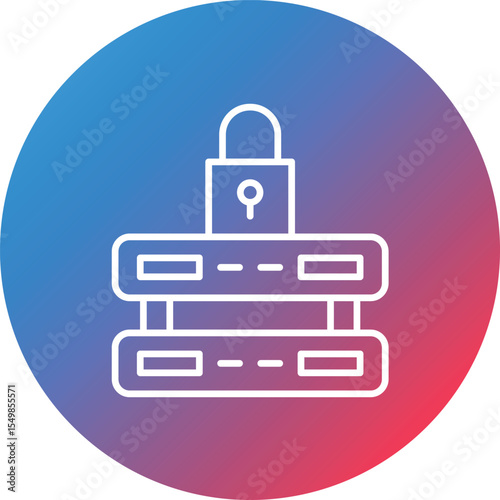 Server Locked Line Gradient Circle Background Icon