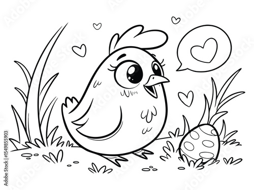 Doodle drafting an animal for a cute hen. Animal outline for different types of farm animals