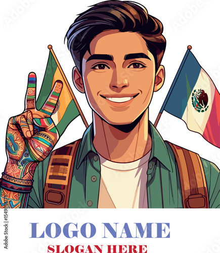 Latin american student vector white background .