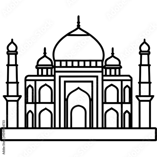 Taj Mahal line art vector
