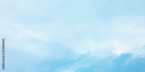 Abstract watercolor blue background. watercolor painting, blue sky overcast above the clouds in horizontal view, beautiful cloudscape for white natural canvas image 